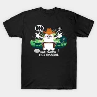 BOO Cowgirl dressed as a GHOST - cute Halloween T-Shirt